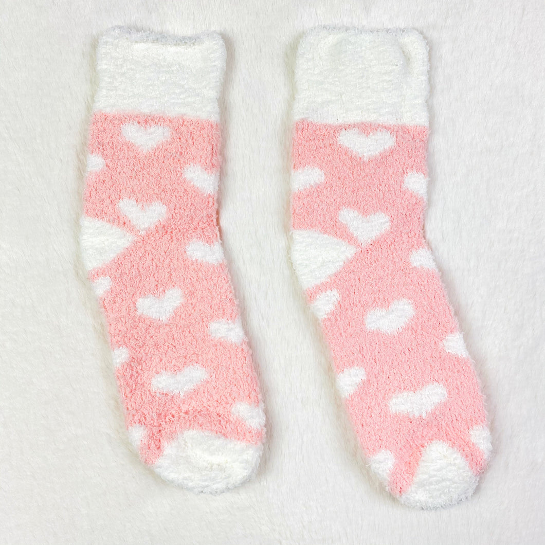 Cantaloupe Heart Pattern Fluffy Socks