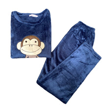 Load image into Gallery viewer, Men cute monkey Flannel Warm Pajamas
