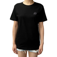 Load image into Gallery viewer, Women Black T-Shirt with Lazy Dolphins branding
