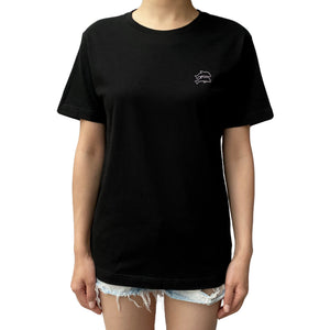 Women Black T-Shirt with Lazy Dolphins branding