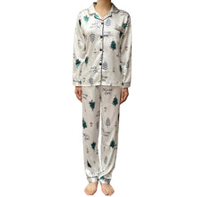 Load image into Gallery viewer, Lazy Dolphins Women Tree pattern silky pajamas set
