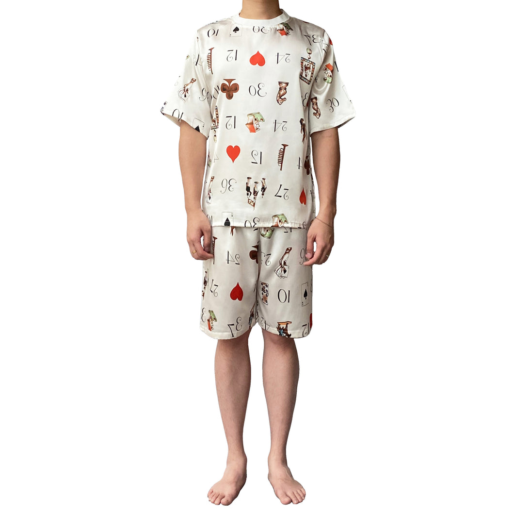 Lazy Dolphins Men Playing Cards short sleeve pajamas set