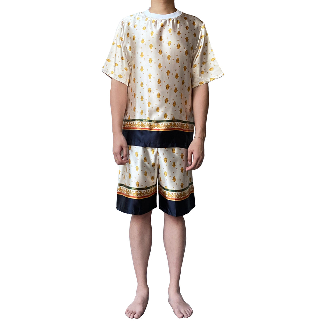 Men Lazy Dolphins Royal Corn short sleeve pajamas set