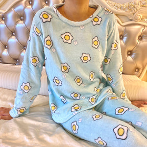 Blue Pajamas with egg pattern