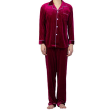 Load image into Gallery viewer, Classic Wine Red Velvet PJ Set (Men)
