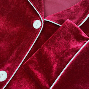 Classic Wine Red Velvet PJ Set (Men)