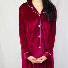 Load image into Gallery viewer, Classic Wine Red Velvet PJ Set (Women)
