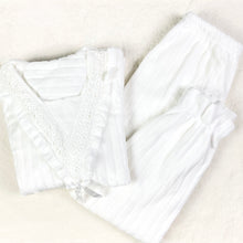 Load image into Gallery viewer, V-Lace Flannel PJ Set (White)
