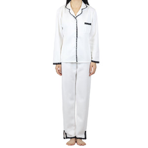 Winter Lace Quilted PJ Set White