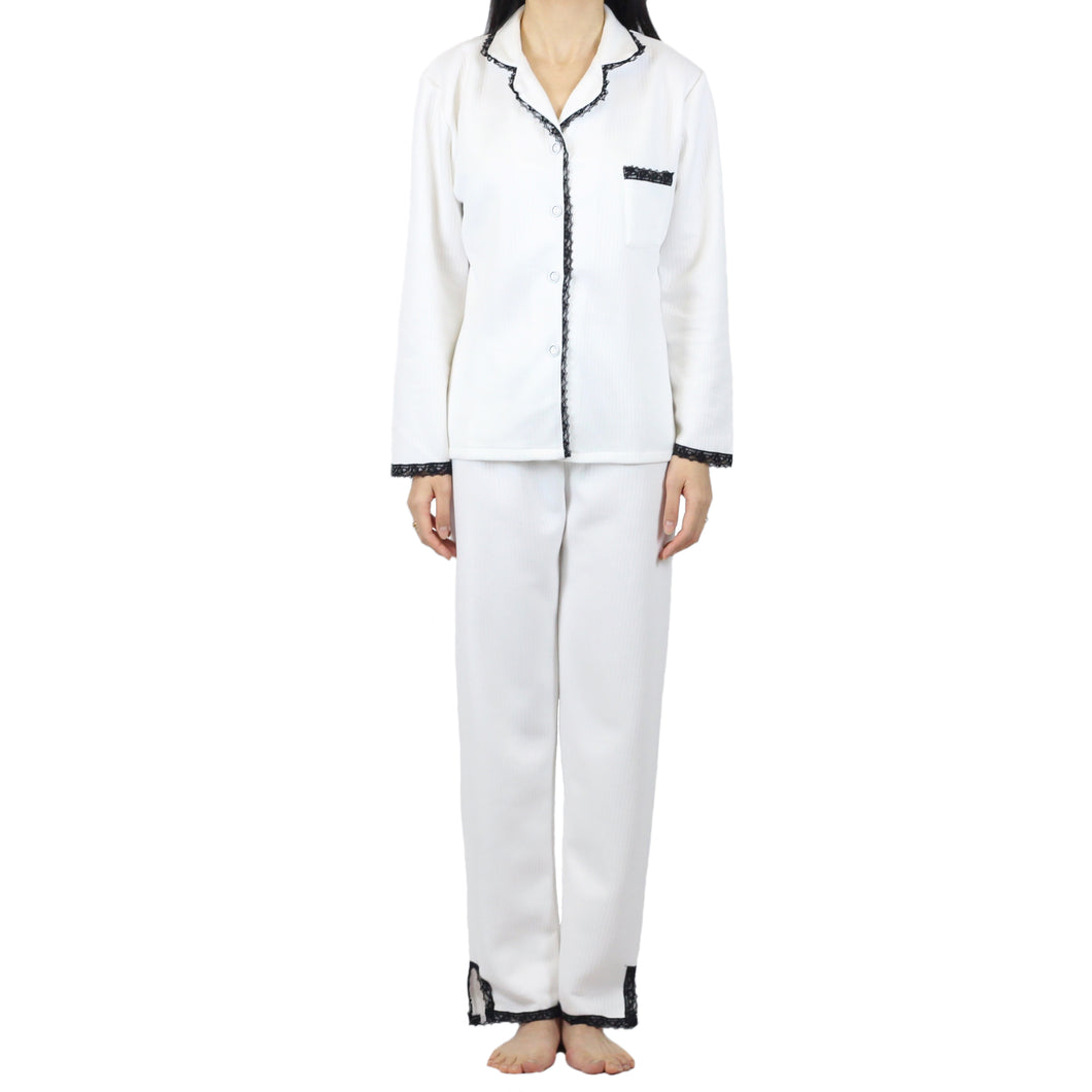 Winter Lace Quilted PJ Set White