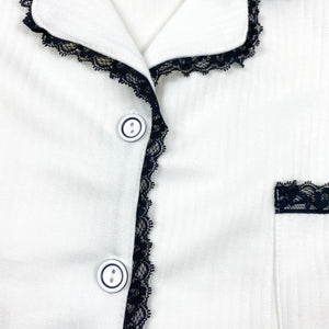 Winter Lace Quilted PJ Set White