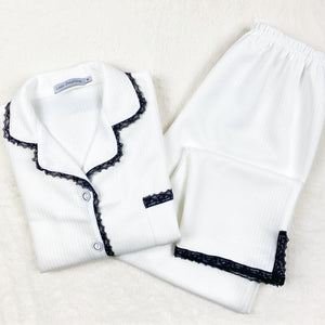 Winter Lace Quilted PJ Set White